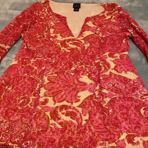 VINTAGE I.N.C. LACE BELL SLEEVE TOP (PINK/CREAM) L